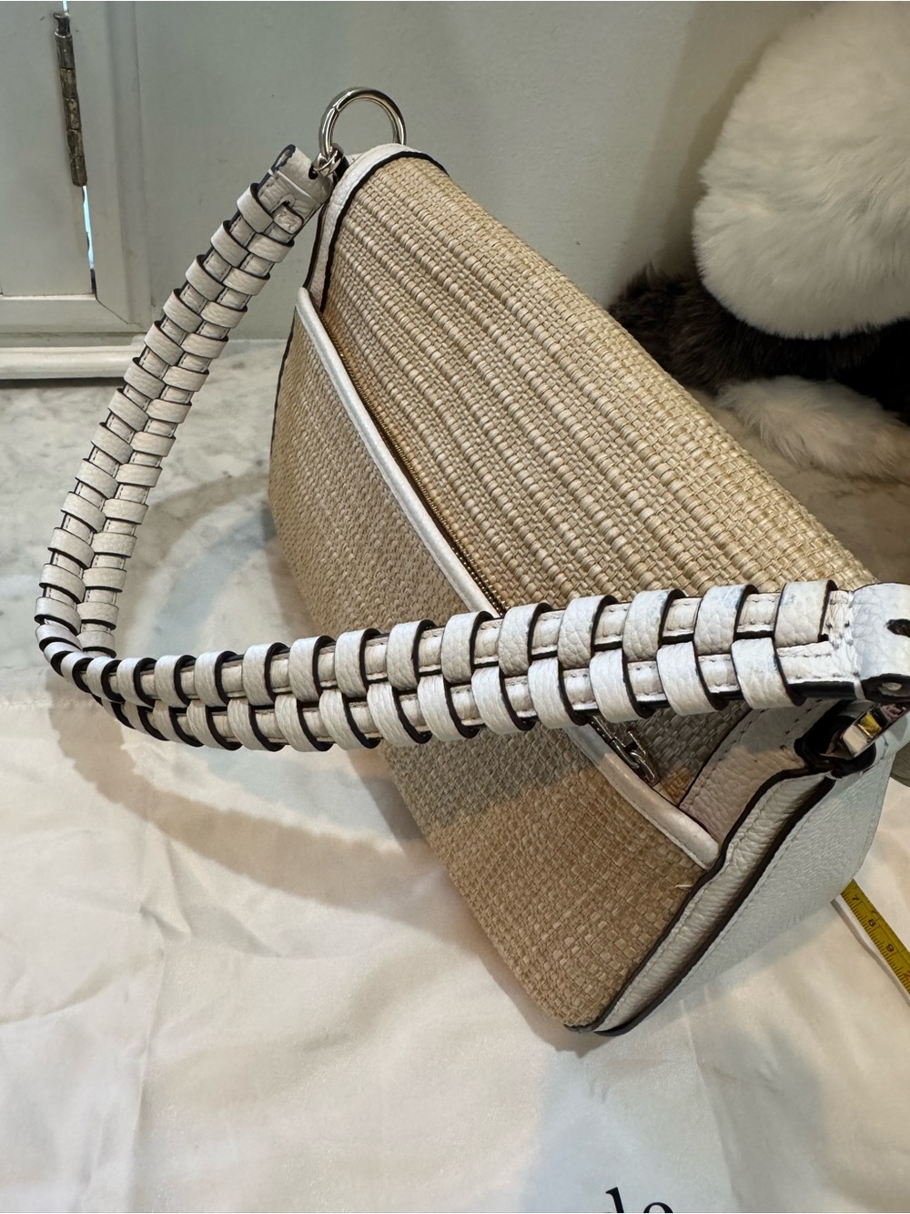 Kate Spade HUDSON Natural Straw and White Leather Shoulder & Cross Body Bag - Picture 14 of 14